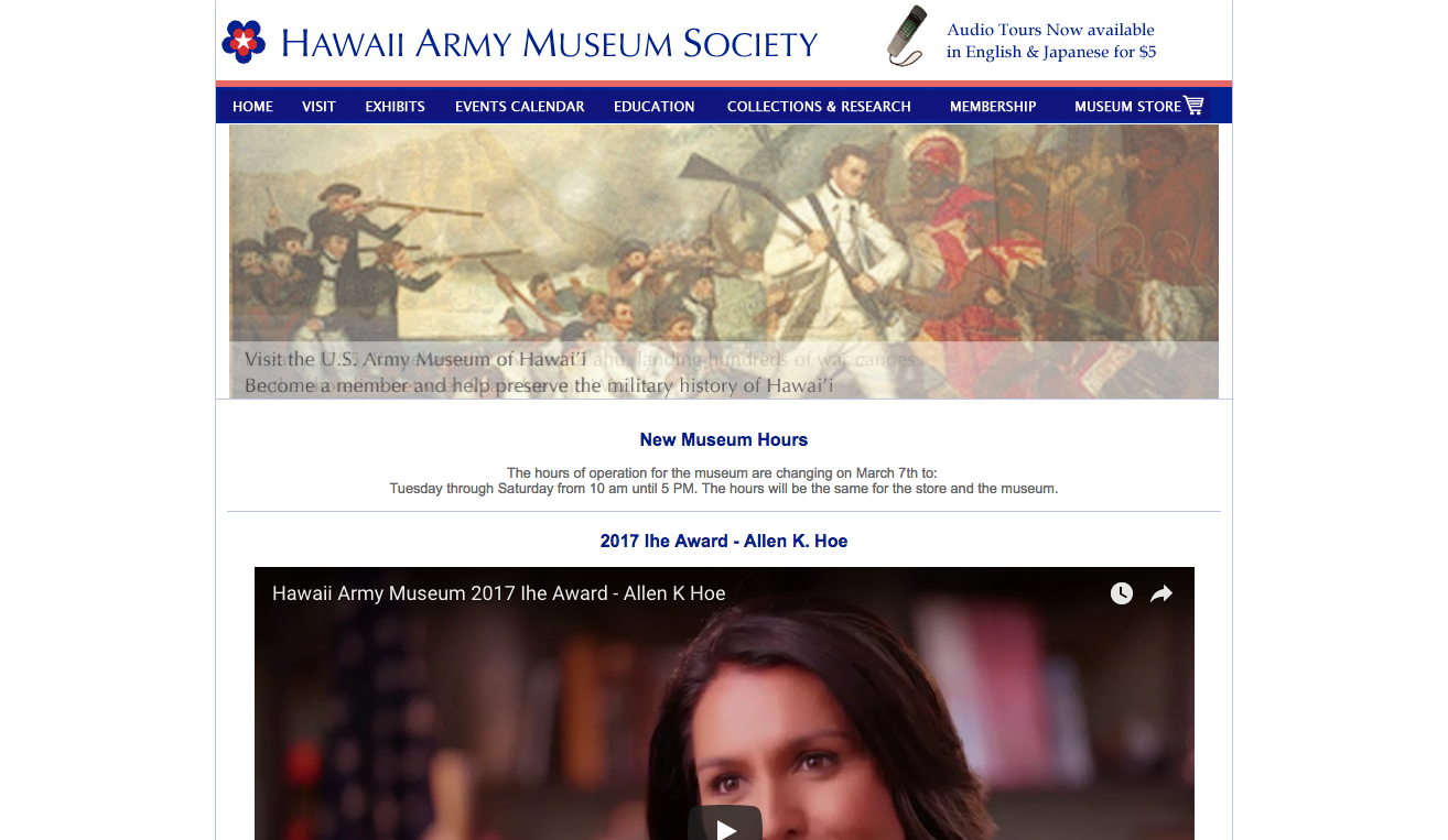 Hawaii Army Museum Society Aloha and Welcome