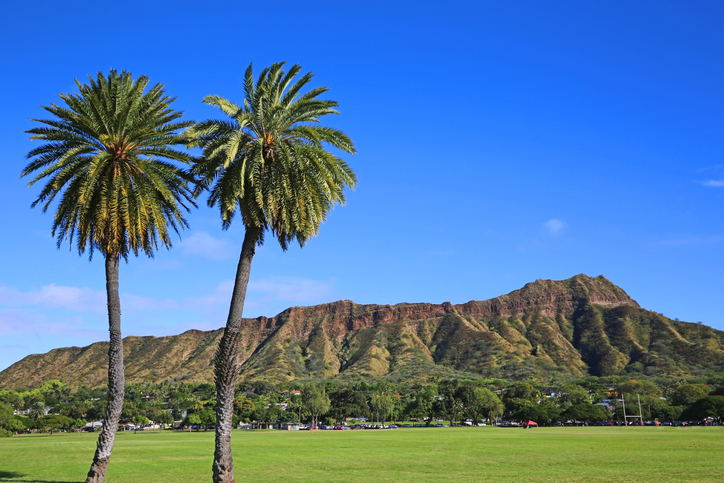 View at Diamond Head Crater from football field
