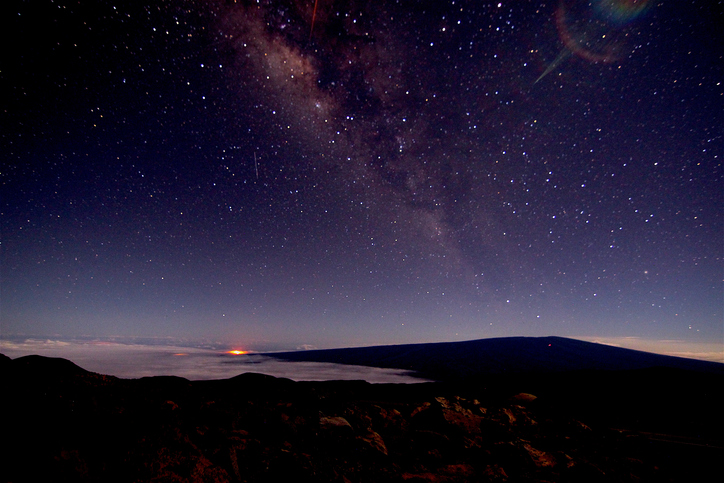 Milky Way and Volcano glow in the Distance